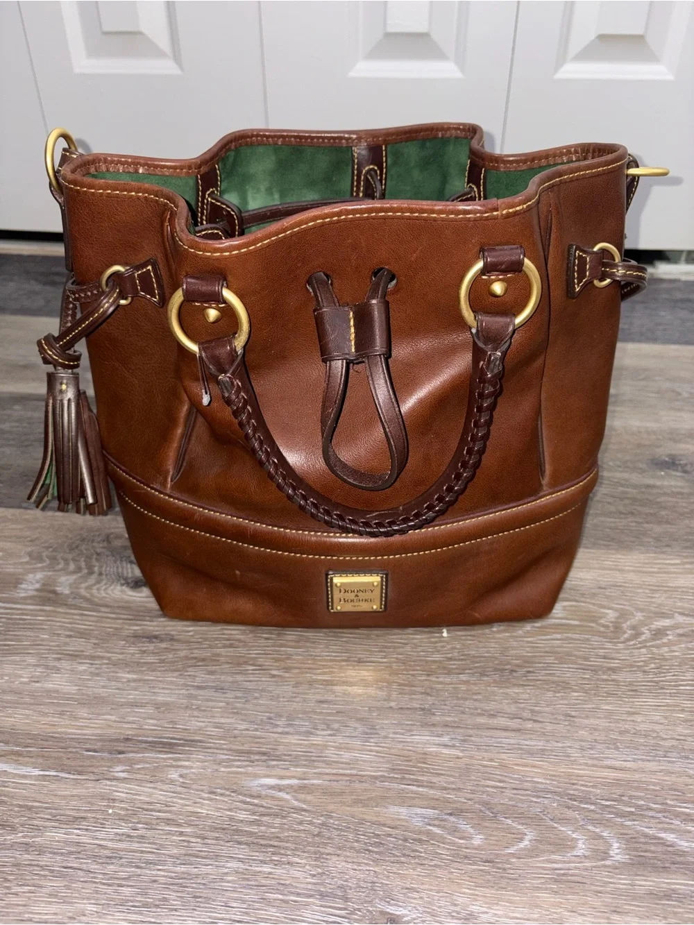 Dooney & Bourke Florentine Buckley Chestnut Leather Drawstring Satchel